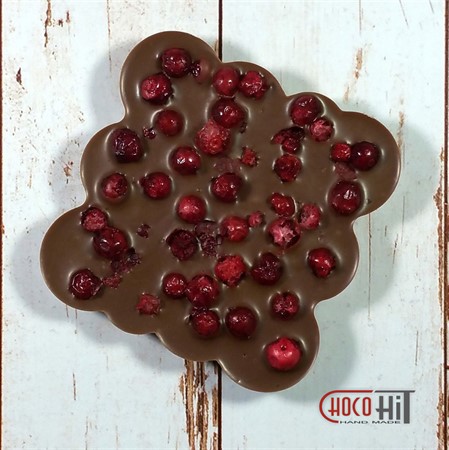 Плитка из МОЛОЧНОГО шоколада "Брусника" 70гр (коробка 10х10см) - фото 70956