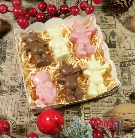 Набор шоколадных медвежат ассорти 6шт - фото 71313